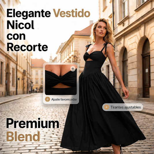 Vestido Nicol | largo con aberturas en los hombros y lazo para mujer