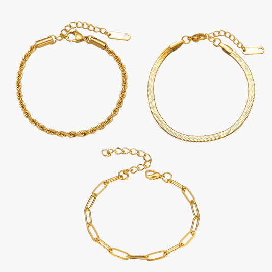 Malena | Conjunto de pulseras chapadas en oro de 18 quilates